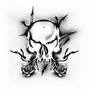 rose with thorns flame barbed wire brass knuckles skull tattoo design idea