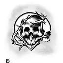 rose with thorns flame barbed wire brass knuckles skull tattoo design idea