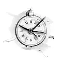 old clock with globe and biplane tattoo design idea