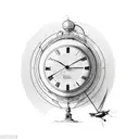 old clock with globe and biplane tattoo design idea