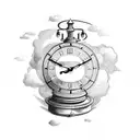old clock with globe and biplane tattoo design idea