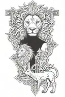 lion and lamb 3 crosses tattoo design idea