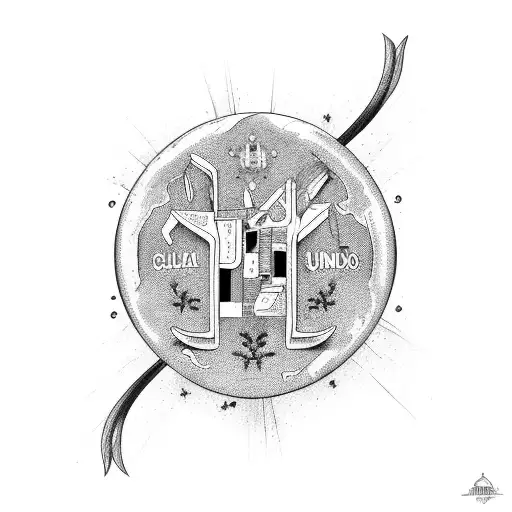 palmera con la frase, caminos cruzados almas unidas tattoo design idea