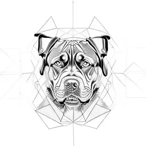 fractal with rottweiler  tattoo design idea