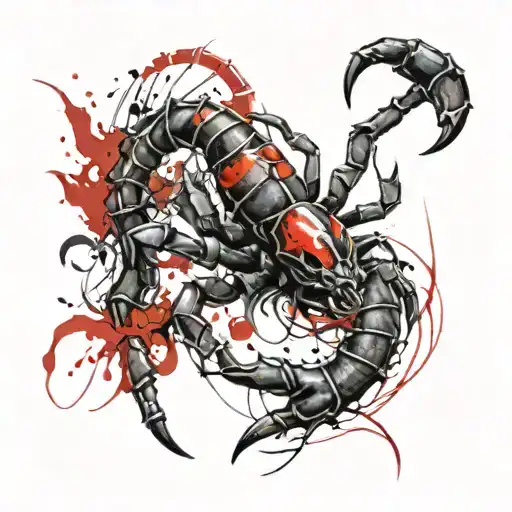 Scorpion with snake  tattoo design idea