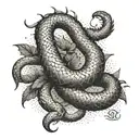 Scorpio with snake and 2001 birth year tattoo design idea