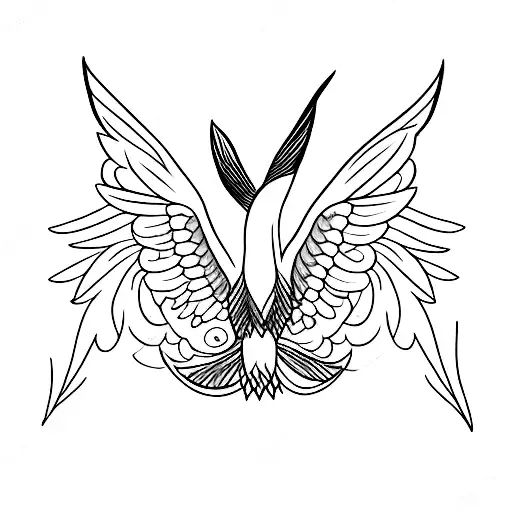 back of bird with outstretched wings  tattoo design idea