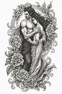 hades and persephone new age tattoo design idea