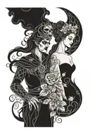 hades and persephone posing together tattoo design idea