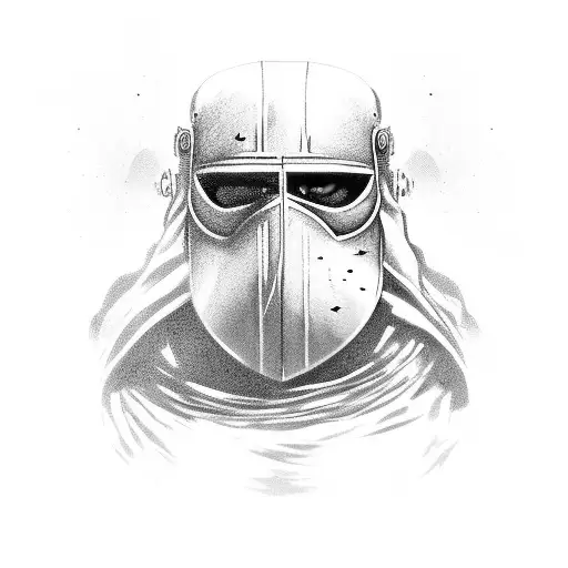 crusader standing looking over a wasteland tattoo design idea