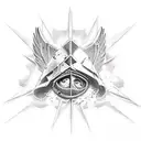 tattered crusader looking over a wasteland tattoo design idea