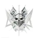 tattered crusader looking over a wasteland tattoo design idea