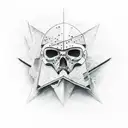 tattered crusader looking over a wasteland tattoo design idea