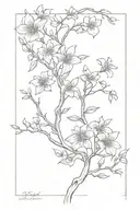 a tree of life with larkspur flowers, aster flowers, morning glory flowers, and water lillies incorporated into it tattoo design idea