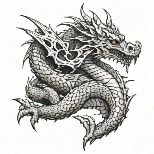 A big menacing dragon that sleeps and looks cute tattoo design idea