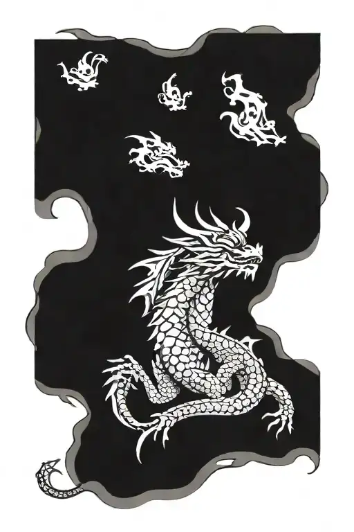 The Fearsome Sleeping Dragon. Original dragon, not Chinese  tattoo design idea