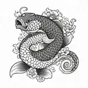 a koi fish surrounded by a flower engulfed in human ribs  tattoo design idea
