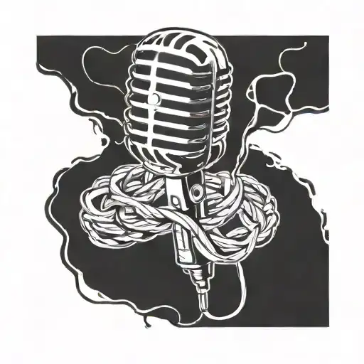 A microphone intertwined with electrical wires, symbolizing the connection between hip hop and your occupation as an electrician tattoo design idea