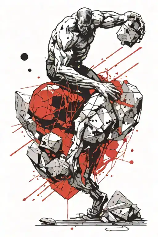 Sisyphus pushing a boulder tattoo design idea