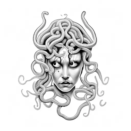 Medusa crying with her eyes glowing tattoo design idea