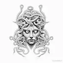 Medusa crying with her eyes glowing tattoo design idea