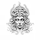 Medusa crying with her eyes glowing tattoo design idea
