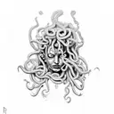 Medusa crying with her eyes glowing tattoo design idea