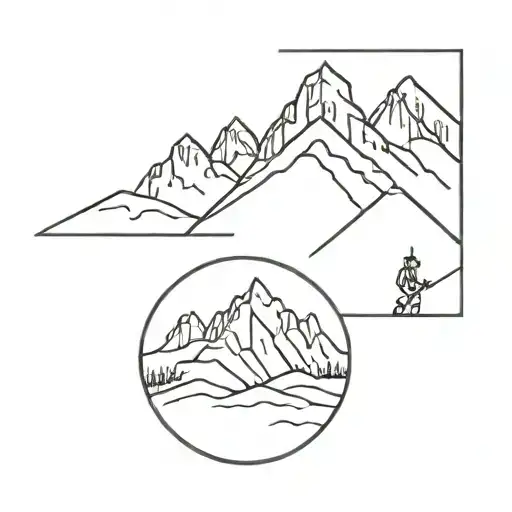 theatre and adventure mountains perspective change tattoo design idea