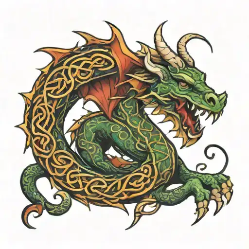 celtic dragon wrapped tattoo design idea