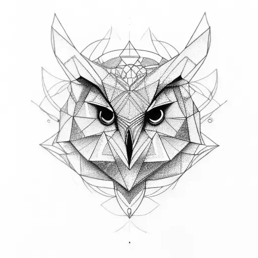 Geometric like tatto symbolizing growth, knowledge, intellegence, owl tattoo design idea