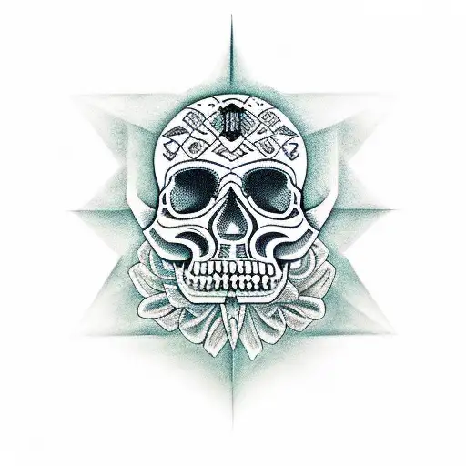 skull mayan tattoo design idea