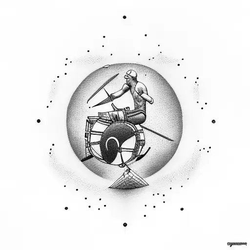 swimmer drummer apple-logo spiritual-hindu  tattoo design idea