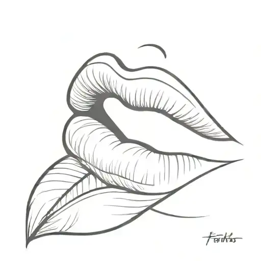 lips like kissed tattoo design idea