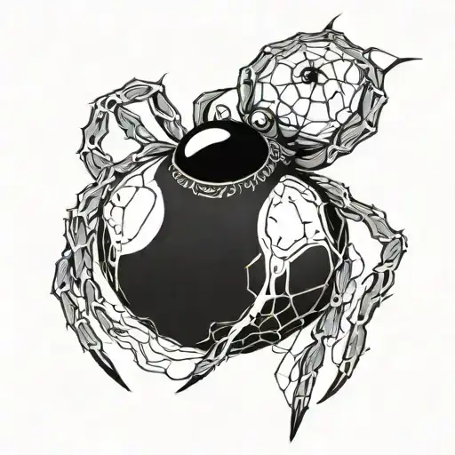Spider with a Billiard ball 40 as Body  tattoo design idea