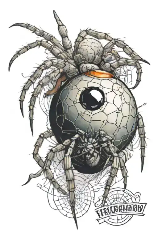 Spider with a Billiard ball 40 tattoo design idea