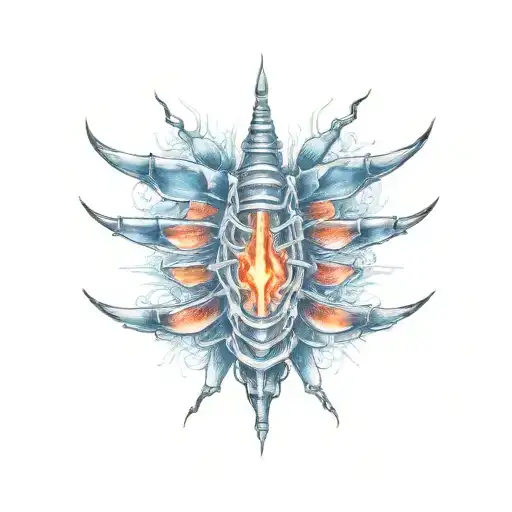 spine with blue spinal cord tattoo design idea