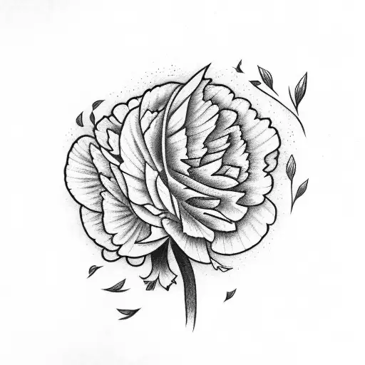 carnation with two doves tattoo design idea