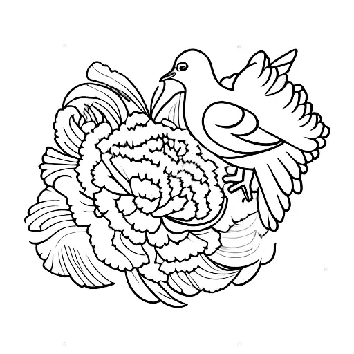 carnation with two doves tattoo design idea