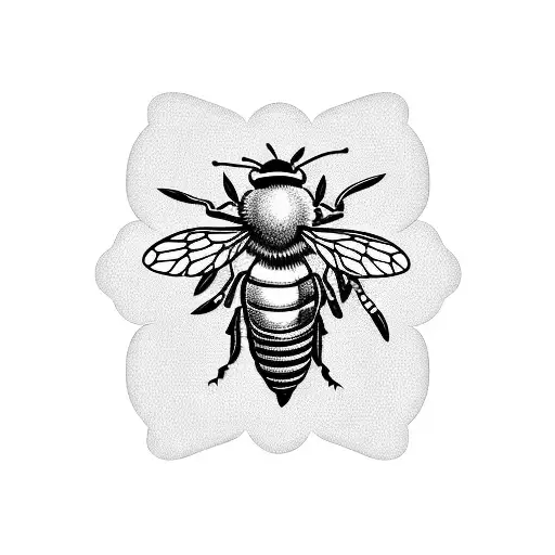 honeycomb bee and flowers tattoo design idea