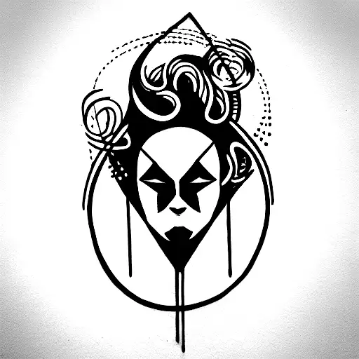 radical, stylized, angry, black, lines, harmonious with body, spiritual growth, ascension, music, punk, metal, harmony,  tattoo design idea