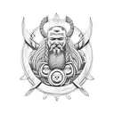 A bodybuilder with intricate Viking-inspired tattoos made of wood patterns, representing strength and rootedness tattoo design idea