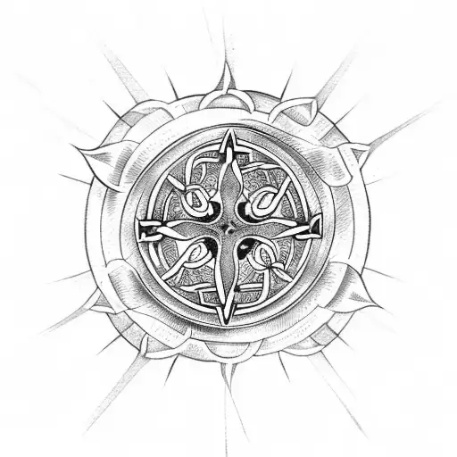 Celtic cross with sun shining above tattoo design idea