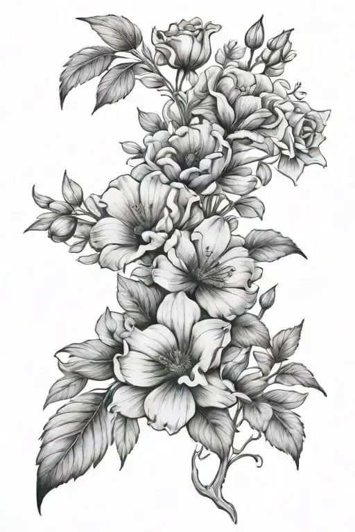 garden with flowers tattoo design idea