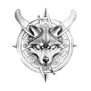viking compass with snarling wolf tattoo design idea