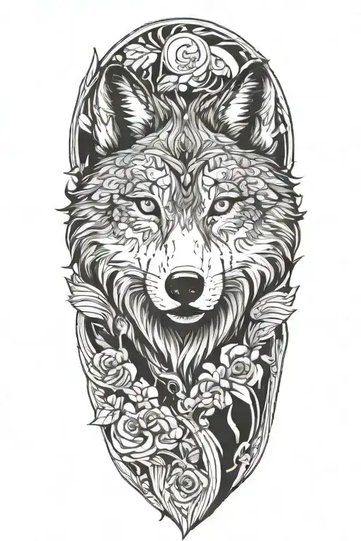 wolf, date 25/04/2023 time 10:10pm name Lottie tattoo design idea