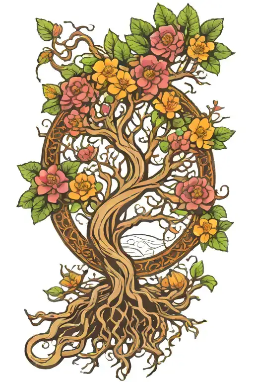 tree of life with roots tattoo design idea