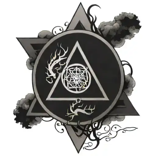Targaryen's symbol, Deathly Hallows with three brothers and the Death, Hunger Games's Symbol tattoo design idea
