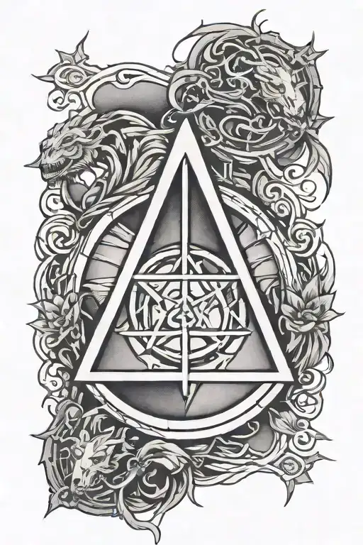 Targaryen's symbol, Deathly Hallows with three brothers and the Death, Hunger Games's Symbol tattoo design idea