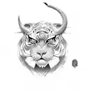 yakuza with bull and Tigre  tattoo design idea