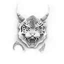 yakuza with bull and Tigre  tattoo design idea